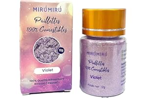 MIRUMIRU Paillettes Comestibles 12g - 100% Alimentaire Poudre pour Boisson, Gâteaux, Cocktail, Macaron, Chocolat, Champagne - Lavande/violet