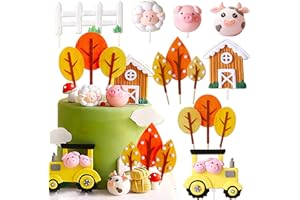 JeVenis Decorazione per torta di animali della fattoria Topper per torta di pecore Decorazione per compleanno di animali della fattoria Decorazione per torta di mucche Decorazione per torta di maiali