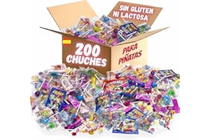 MANLOZ Super Pack 200 Chuches Cumpleaños. Chuches Relleno Piñata. Chuches Sin Gluten Sin Lactosa. Gominolas. Piñata Cumpleaños Infantil.Golosinas. Chucherias.Relleno Piñatas de Cumpleaños Infantil PARTY4EVER
