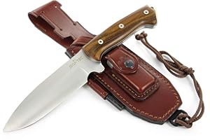 JEO-TEC Nº39 - Nouvelle CELTIBERO - Couteau de Camping, Randonnée Chasse Outdoor Survie Bushcraft Multifonctionnel, Lame INOX MOVA-58, Étui en Cuir, Fabriqué en Espagne
