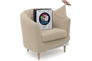 FAVERTI® Funda Super Elástica de Sillón Club con Funda de Asiento, Compatible con los sillones de IKEA TULLSTA y BAKLA | Modelo NOVELE | Beige | Tejido Jacquard de Calidad Tacto Algodón