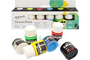Mont Marte Colori per Ceramica & Porcellana – 6 pezzi x 20ml – Colori in Ceramica resistenti all'acqua – Ideale per la pittura di Tazze, Vasi e Ciotole