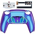 eXtremeRate Chroma Rainbow Aura Programmable Real Metal Buttons (RMB) RISE4 Remap Kit for PS5 Controller BDM-010 BDM-020, Upgrade Board & Back Shell & 4 Back Buttons - Without Controller