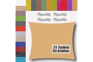 UFAMILUK sonnensegel wasserdicht rechteckig 1x3.5m sonnensegel Balkon Regenschutz 95% UV Schutz Windschutz Überdachung Plane für Garten Terrasse Outdoor Camping Patio Schwimmbad Sandgelb