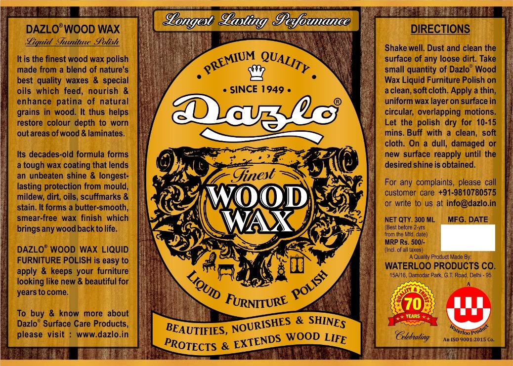 Dazlo Finest Wood Wax Liquid Furniture Polish (300ml) - Shines, Nourishes & Protects - For Wood, Furniture, Veneer, MDF, Plywood, Sunmica & Laminates - Image 3