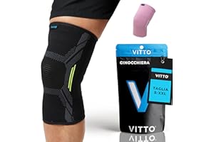VITTO Ginocchiera Ortopedica - Tutore Ginocchio Legamenti Menisco - Sportiva per Sollevamento Pesi e Corsa per Uomo e Donne, per Artrite (M - Nero Singolo)