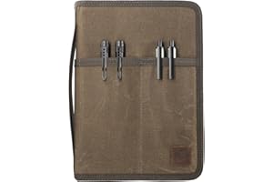 Krozur A5 YKK Zipper Notebook Journal Planner Sketchbook Cover for 5.5 x 8.25 Moleskine Cahier 5 x 8 legal note pads A5 LEUCHTTURM, Pen Loop, Water Resistant Cover, Classy Waxed Canvas, Olive