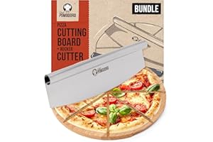 Chef Pomodoro - Taglia pizza a lama oscillante da 14" e set con tagliere – Lama in acciaio inossidabile con guida per taglio