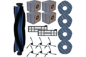 BAMBOOST Juego de accesorios X10 Pro para robot aspirador Eufy X10 Pro Omni, 1 cepillo principal, 2 filtros de alto rendimiento, 4 fregonas, 4 bolsas de polvo y 6 cepillos laterales, accesorios para