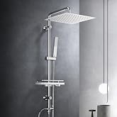 G&ouml;rbach Shower Column without Tap, Stainless Steel Shower Set Set with Adjustable Height Bar, Adapt to Existing Holes, Rain H
