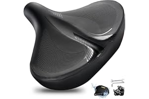 DAWAY C40 Ultra Comfortable Oversized Bike Seat - Memory Foam Padded, Extra Wide Bicycle Saddle, Ergonomic Replacement Cushion for Men Women - Fits for Peloton, Cruiser, Mountain, Road, Exercise Bikes