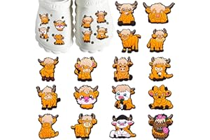 UMIMISS Highland Cow Croc - 21PCS Highland Cow Gifts for Women, Christmas Croc Charms, Cow Shoe Charms for Clog, Cute highland cow Shoe Charms, DIY Croc Accessories, Farm Animal Charms Decor Women Adults