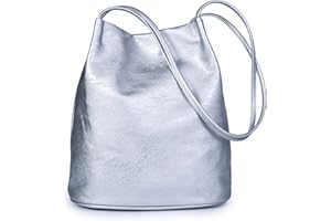 Mabel London Women's Fashion Designer Medium Size Plain Soft Vegan Leather Hobo Bucket Tote Shoulder Bag - Delilah