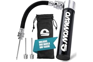 ‎MOMEVO Momevo PocketAir - Mini Ballpumpe mit flexiblem Schlauch für alle Bälle - klein, plastikfrei aus Aluminium - Ballpumpe für Fußball, Basketball, Volleyball