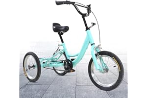 FETCOI 14 Zoll 3 Räder Dreirad Kinderfahrräder Für Jungen/Mädchen, Single Speed Dreirad Fahrrad, Hellgrün Kinderfahrrad, 3 Räder Fahrrad Bike, Geschenk Für Kinder