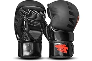 WFX MMA Gloves for Sparring Grappling, Open Palm Half Finger Punch Bag Boxing Gloves Karate Mitts for Men & Women, May Thai Training Gloves for Kickboxing Body Combat