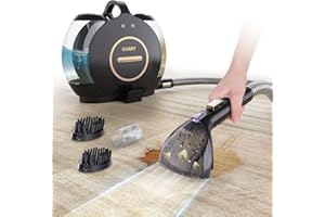 EUARY Nettoyeur de Tapis 600W/18Kpa pour Pulvériser, Récurer et Aspirer, Nettoyeurs Tapis et Moquettes avec Double Réservoirs pour Voiture, Rideaux et Coussins, Animaux de Compagnie