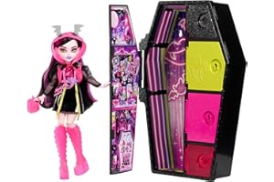 Monster High Coffret Monstrueux Secrets Série Frayeurs Néon avec Poupée Articulée Draculaura, Casier, Plus De 19 Surprises, Plus De 125 Looks À Créer, Jouet Enfant, Dès 3 Ans, HNF78