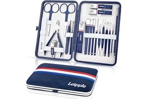LEIPPLE Manicure Set Professional Pedicure Kit Nail Clippers Kit - 18 pcs Nail Care Tools - Grooming Kit with Luxurious Upgraded Travel Case (Deep Blue)