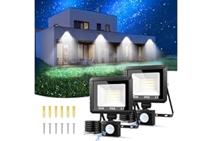LIGHT-BRIGHTLY 2 Packs Projecteur Led Exterieur Detecteur de Mouvement, 6500K 36 Leds Led Murale, 3000 LM IP65 étanche Spot Led Extérieur for Jardin Patio Garage Cour Terrasse (30W)