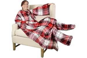 Catalonia Classy coperta in pile con maniche e tasche per piedi, Regalo ideale, morbida coperta in pile, grande e avvolgente, unisex per adulti. 190 cm x 135 cm, Microfibra