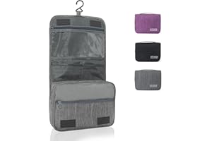 GRANTOP Kosmetyczka do zawieszenia, składana kosmetyczka, składana, podróżna kosmetyczka z uchwytem do noszenia, torba na pranie dla mężczyzn i kobiet, szary, L