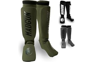 MADGON Shin Guards - Ideal Fit and High-Grade Padding - Shin Instep Guards - Less Sweating - Leg Protection for Martial Arts, MMA, Kickboxing - Muay Thai Shin Guards - Bag Included