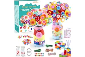 YOUERLS Gifts for Girls, Flower Craft Kit for Kids Make Your Own Flower Bouquet with Buttons and Felt Flowers, Art and Craft for Girls Toy,DIY Birthday Gift for Girls and Boys Age 4-12 Years Old