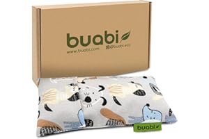 BUABI Saco térmico semillas Bebé (20x10cm). Calentar al microondas, Aroma suave a Lavanda. Saquito pequeño con funda lavable extraíble. Almohada Cojín para colicos y dolores de lactante (Perros)