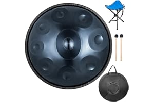 BuoQua Blue Harmonic Handpan Drum Hand Pan in D-Moll 9 Töne 22 Zoll Stahl Handtrommel mit weicher Hand Pan Tasche Hand Pan Hang Drum