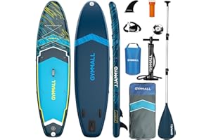 GYMMALL SUP Gonfiabile, Tavola SUP Gonfiabile per Adulti e Ragazzi di Tutti i Livelli, Design Ampio e Antiscivolo della Tavola, con Accessori Premium e Borsa Storage Inclusi