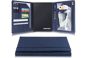 DITIORD Trifold Cover for Rocketbook Fusion, Panda, Everlast, Letter Size, Multi A4 Size Notebook Case with Pen Loop, Waterproof Fabric, Zipper Pocket, Business Card Holder, (Blue)