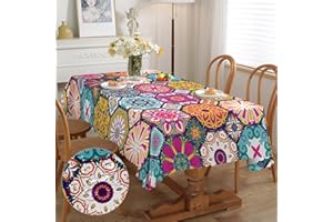 IEVERY Rectangular Tablecloth Morocco Tablecloths Polyester Wipe Clean Table Cloth Water Resistance Table Cover for Home Dining Kitchen Party 150x220cm(60x86in)