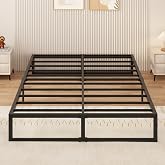 Yicensen Metal Double Bed 150 x 190 cm, Metal Bed Frame with Steel Slat Support, Easy Assembly, No Noise, No Spring Mattress