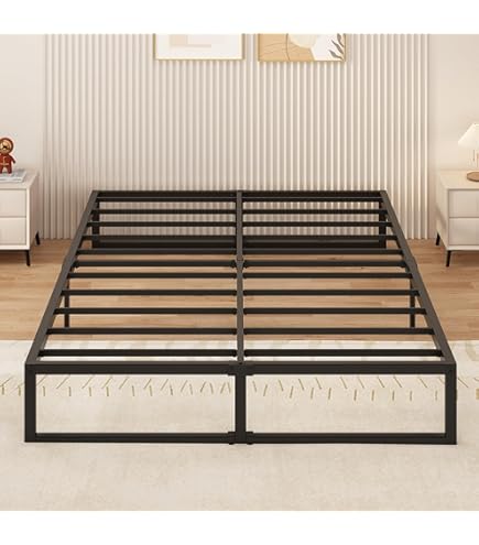 18in High Queen Bed Frame - Heavy Duty Metal Platform, No Box Spring Needed