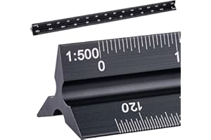 WINTEX Triangle Metal Scale Ruler - 30cm - Aluminium Architect & Design Metric Ruler for Architects or Engineers - 1:100, 1:200, 1:250, 1:300, 1:400, 1:500 - w/Pouch