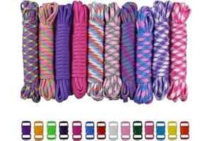 aufodara Kits de Paracord 100 pies 10 Colores Cuerda de Paracaídas para el Aire Libre, Camping, Trenzar Pulseras, Llavero y Collar Perro