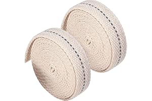 HELL BLUES Lantern Wicks Oil Lamp Wick - 2 Rolls 1 Inch Flat Cotton Wick with Genuine Black Stitch Replacement Oil Lanterns Wick for Candle Burners and Paraffin Oil Kerosene Based Lanterns (16 Feet)