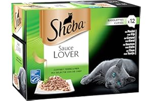 SHEBA® Sauce Collection Selection Sauce Lover Schalen für ausgewachsene Katzen, 4 Sorten, 6 x 12 x 85 g (6 Packungen à 12 x 85 g)