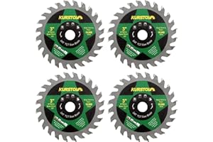 KURSTOL TCT Wood Saw Blade - 4pcs 75mm x 10mm Carbide Cutting Disc for Wood Plastic for Mini Angle Grinder