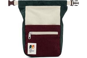 Oso Supply Co - Retro Corduroy Bouldering Bucket, Large Size Freestanding Chalk Bag for Rock Climbing, Magnetic Roll Down Closure, Dual Brush Loops, Zippered Pockets and Pouch