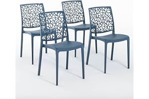 SIEDITI FUORI E DENTRO Sedie in polipropilene con fibra di vetro impilabili per interno, cucina o sala da pranzo, per esterno e giardino, sedie da bar e ristorante, design moderno - Anna (4 Sedie, Blu petrolio)