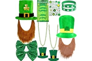 Bdecoll St. Patricks Ensemble de costume de fête, gants verts et blancs, chaussettes pour carnaval, fête costumée