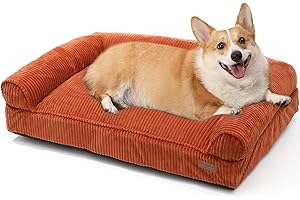 FUKUMARU Panier Chiens Chats, Coussin Chien Dehoussable et Lavable, Lit pour Chien Grande Taille, Canapé Antidérapant pour Chiens et Chat 93 cm, Orange