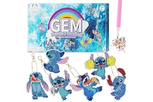 MATHARAGO Diamond Art for Kids 6 Pcs DIY Diamond Painting Cute Keyrings Set, Painting by Number Gem Keychains Craft Kits for Kids Ages 6-12, Gifts for Birthday, Back to School (SDZ001)