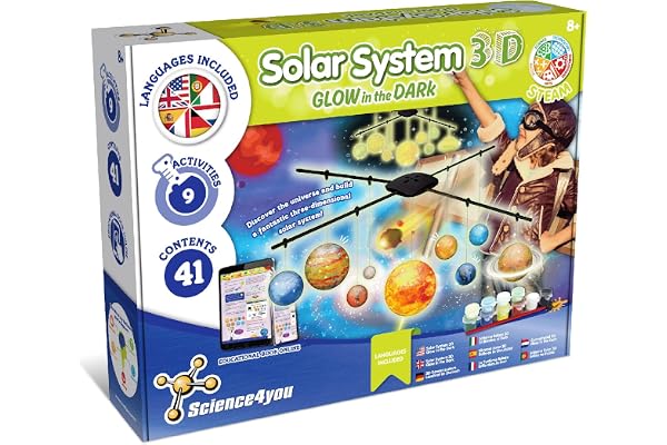 Science4you Solsystem 3D lyser i mörkret – skapa ditt eget solsystem, måla alla planeter och upplev en NASA rumslig konstupplevelse med denna modellbyggsats NASA för barn 8 9 10+