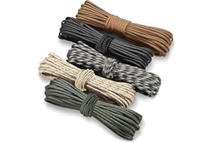 HOVIBU Paracorde 4mm x 10 m, 7 Brins, 5pcs Corde Nylon, Paracord pour Survie, Extérieur, Bricolage, Balançoire d'arbre, Escalade (50m)