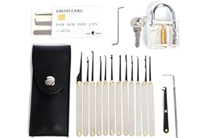 Lock Cowboy Set Di 20 Pezzi Per Il Locksmith Set Con Lucchetto Da Allenamento Trasparente E Grimaldelli Carta Di Credito - Chiave Universale Per Lucchetti e Kit Apertura Lucchetti Completo