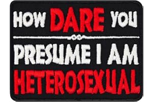 EXPRESS-STICKEREI Toppa ricamata da applicare con ferro o cucitura: How dare you - presume I am heterosexual" | Patch LGBTQ+ | Patch arcobaleno regalo per la comunità LGBTQ+ | 80x60mm