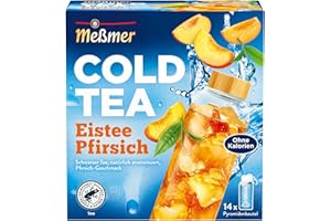‎MEßMER Meßmer Cold Tea Eistee Pfirsich | Für die Wasserflasche | ohne Zucker | ohne Kalorien | Alternative zu zuckerhaltigen Getränken wie Limonade oder Saft | 14 Pyramidenbeutel